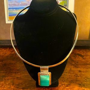 Choker with Blue Stone Mexico Sterling Silver